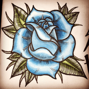 Traditional rose #rose #traditionalrose #canvasart #bluerose #watercolour #JKM_tattoo 