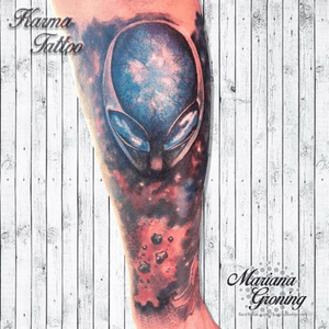 Alien and universe tattoo, half sleeve#tattoo #tatuaje #color #mexicocity #marianagroning #tatuadora #karmatattoo #awesome #colortattoo #tatuajes #claveria #ciudaddemexico #cdmx #tattooartist #tattooist #alien #alientattoo #universe #halfsleeve 