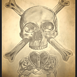 Personal art #skull #crossbones #lockandkeys #rose #tattooart 