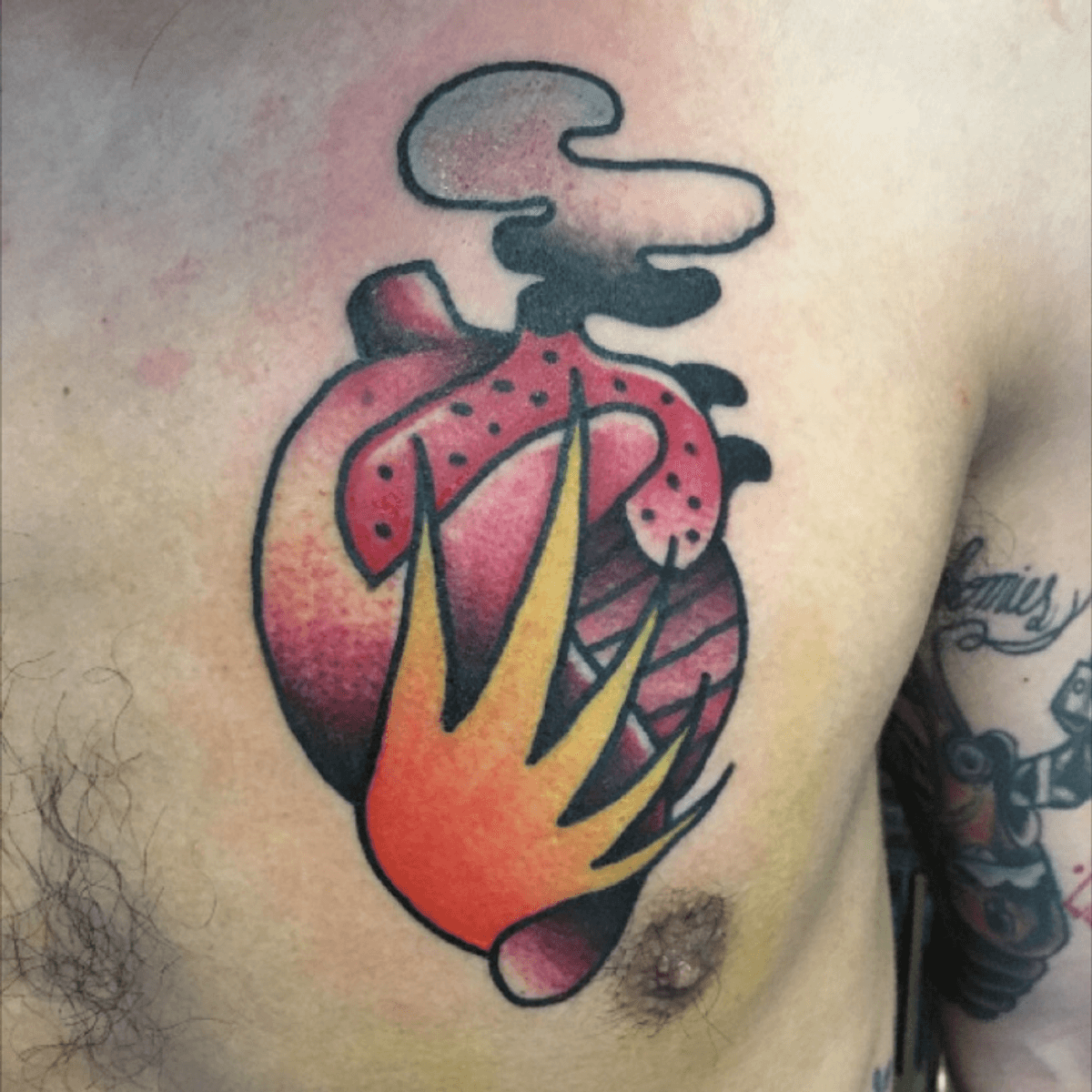 Tattoo uploaded by Daniel Gaspar Mathiere • Heart on fire 