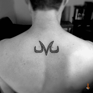 No.93 Majin Buu (right between the birth marks •M•) #tattoo #dragonball #dragonballz #majinbuu #letterm #m #animetattoo #filledwithlines #bylazlodasilva