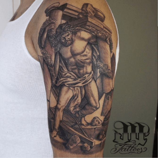 Sanson tattoos  Shoulder arm tattoos Black and grey Arm tattoos