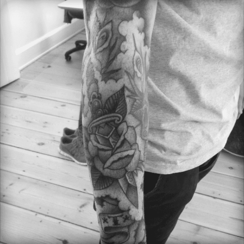 Snake And Dagger Tattoo On Men Half Sleeve – Truetattoos