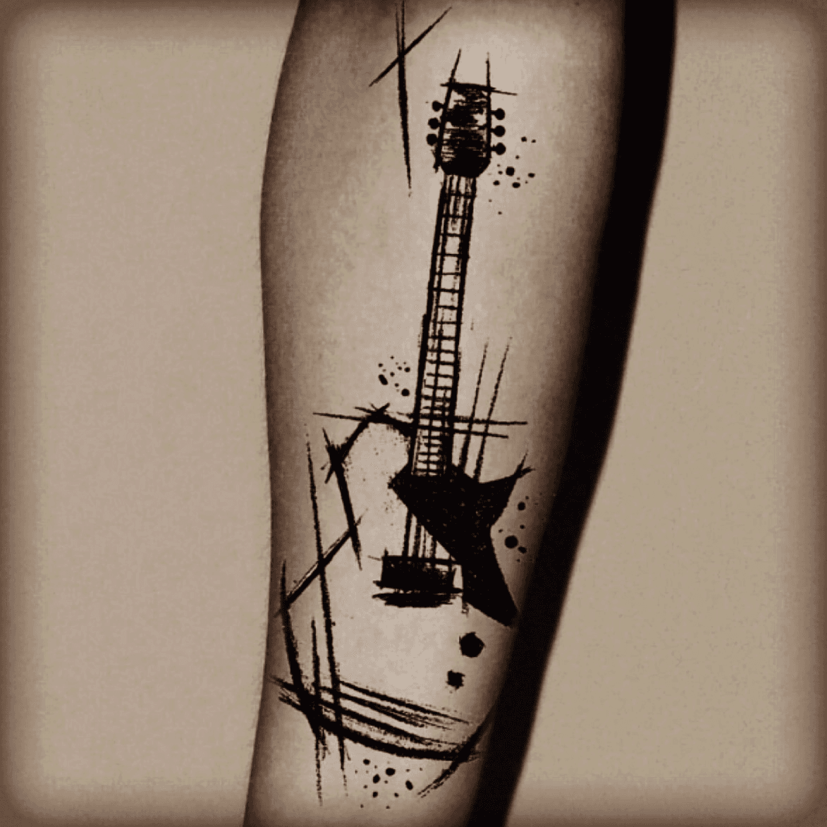 Stylized classical guitar retro guitar tattoo Vector Image