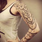 Mandala sleeve by Arild Flatebø, Contrast Ink Tattoo, Sandefjord. #contrastinktattoo #ink #tattoo #tattoodo #welovegreatink #norway #sandefjord #sleeve #mandalasleeve #femenine 