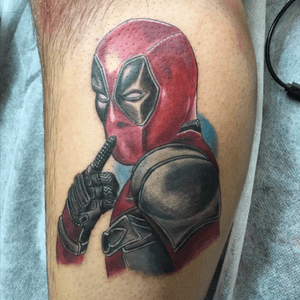 Who doesnt love a dope deadpool tattoo? Done here at Royalty Ink!