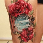 Pocketwatch and rose watercolour tattoo #rose #time 