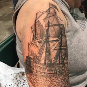 Ship done at the Calgary tattoo convention 2016 by Francisco Ordonez