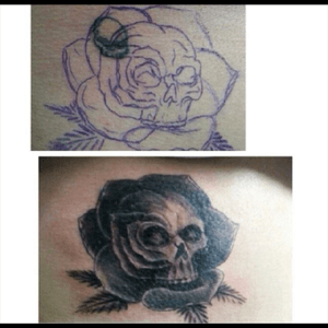 A cover up i got couple years ago from a mistake i did while in high school. Little skull was suppose to be white and black and white part was baby pink. Thanks to my tattoo artist he gave me a wonderful peace to cover the awful tiny, baby pink skull.
