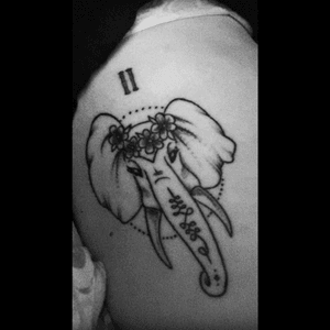 Roman numeral two and my elly❤ #elephant #romannumerals #blackwork 