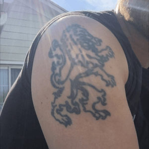 Rampant Lion - tattoo artist was DJ Rose out of Halo Tattoo in Syracuse NY #rampant #lion #dke 