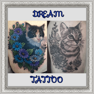 My dream tattoo would be along the lines of this. It best represents the idea/concept I want done. I <3 cats, grew up w/them since birth & currently have 3. I also love flowers esp. daisies. #dreamtattoo 