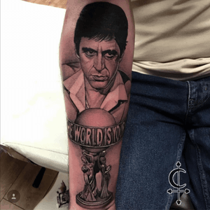 Al Pacino as Tony Montana from the classic Scarface#tattoo#tattoos #tattooart #tattooartist #inked #ink #art #tattooshop #portsmouth #southseatattooco #blasted #sleevetattoo #tattooed #tattooing #awesometattoo #tattooist #tattooshop #tattoostudio #southsea  #sleevetattoo #realismtattoo #blackandgrey #portrait #portraittattoo #blackandgreytattoo #scarfacetattoo #scarface #alpacinotattoo #realism #alpacino #gangstertattoo