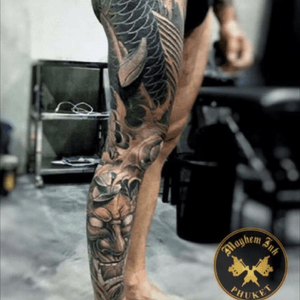 Awesome full japanese leg sleeve by Tue