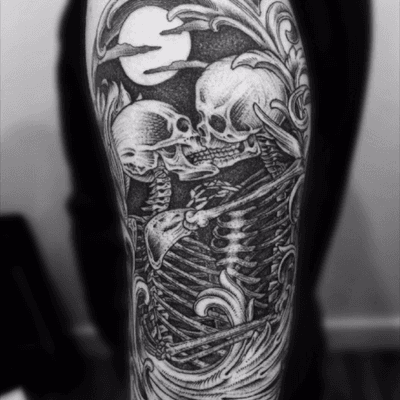 Love of the dead #skeleton #skeletontatto #dotwork #stippling #stipplingtattoo #fineline #finelinetattoo #blackwork