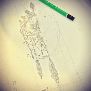 This is the drawing of the next tattoo ill be doing for Manon very soon ! #drawing #bohemian #feather #pearls #training #forearm 