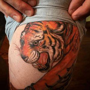 Thigh/ butt tattoo #feline #roar #claws #bigcat #tiger 