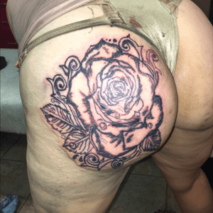 Booty tattoo on customer at Perilous Ink. 
