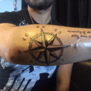 Compass with the initials of all the people who showed me the way. Quite reads "Knowledge of self is your only true compass."