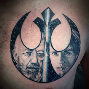 Starwars portraits in the rebel alliance logo.