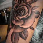 Black and grey rose tattoo as part of a bigger piece #rose #rosetattoo #blackandgrey #blackandgreytattoo 