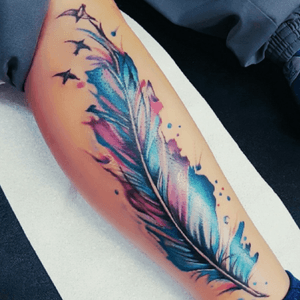 Tattoo uploaded by Sam Dixon • #watercolour #feather #colour #birds ...