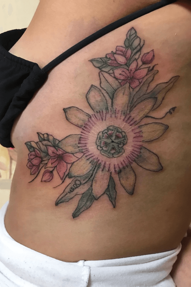 Dung Ngo on Instagram Passion fruit for Sarah  Thank you for trusting  me with the very first piece     passion fruit flowers  watercolortattoo linework