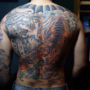 Full back tiger Artist Duy Net Form Black Box INK Vietnamese tattoo 