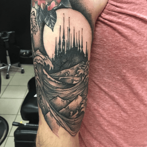 Line and shading work on upper arm 
