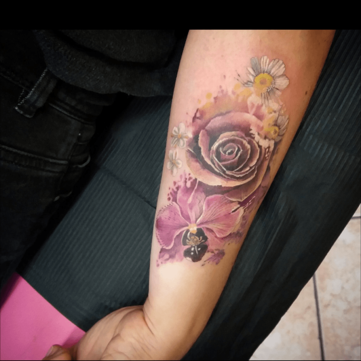 Tattoo uploaded by La Matta Silvia Trezzi  Watercolor flowers watercolor  watercolorflowers colortattoo flowers realistictattoo  Tattoodo