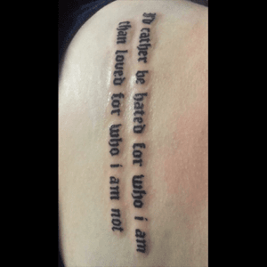 This tattoo is on my right hip and was also done at madhouse tattoo #hiptattoos #Nirvana #quote #music #musictattoo 