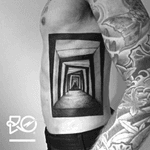 By RO. Robert Pavez •The Cabinet of Dr. Caligari-set design 1920 • #engraving #dotwork #etching #dot #linework #geometric #ro #blackwork #blackworktattoo #blackandgrey #black #tattoo 