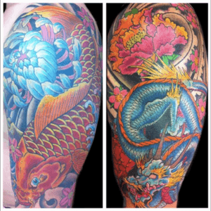 Tattoo by Lark Tattoo artist/owner Bruce Kaplan. #japanese #koi #koifish #dragon #japanesedragon   #flower #flowers #japaneseflower #cherryblossom #chrysanthemum #color #colorful #arm #halfsleeve #sleeve #brucekaplan #owner #artist #ownerartist #artistowner #LarkTattoo #LarkTattooWestbury #NY #BestOfLongIsland #VotedBestOfLongIsland #BestOfNYC #VotedBestOfNYC #VotedNumber1 #LongIsland #LongIslandNY #NewYork #NYC #TattoosEvenMomWouldLove  #NassauCounty #tattoo #tattoos #tat #tats #tatts #tatted #tattedup #tattoist #tattooed #tattoooftheday #inked #inkedup #ink #tattoooftheday #amazingink #bodyart