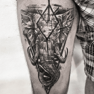 #elephant #ganesha #lines #dots #black #work #tattoo #tattooed #inked #ink 