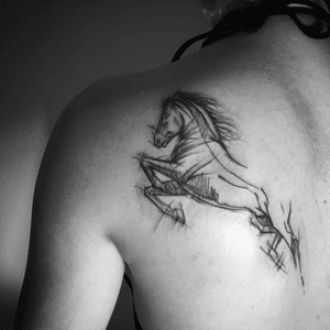 Horse for Nella / Poland, Warsaw #horse #horsetattoo #tattoo #tattoos #blackworkers #blackworkerssubmissionbmission  #ink #tattooed 