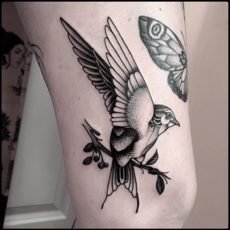 My first tattoo birds on a maple branch  Andrea Burg  Dharma Tattoo  Collective  Ferndale MI  rtattoos