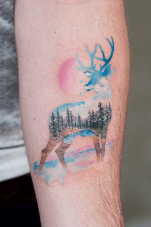 stag watercolor tattoo :)