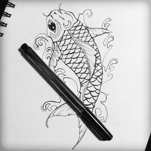 Sharpie #sketch #koi #tattoooitline #linework #tattoo #design #koifish #outline 