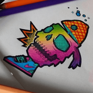 #sedtattooart #color #fish #skull #crown #shoe @sed_tattoo_art #welove 