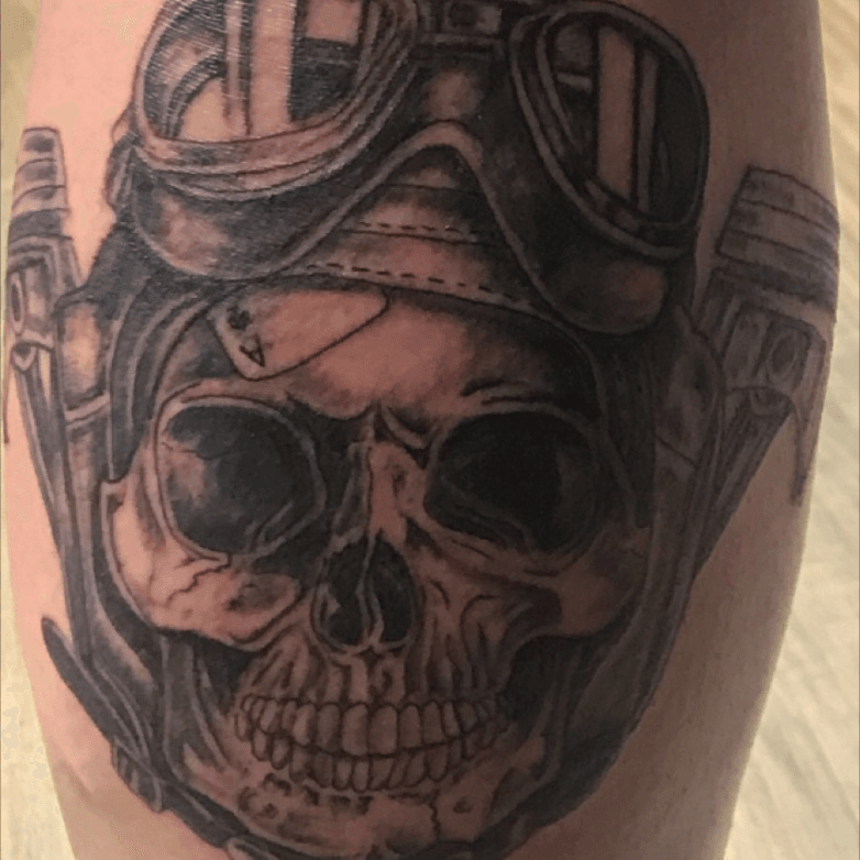 Skull with Crossed Wrench and Piston Tattoo by Metacharis on DeviantArt