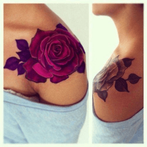 Pretty shoulder rose tattoo #rose 