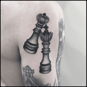 #black #chess #king #queen #checkmate #tattoo #blackworkers #skinweartattooshop #tunguska #totemica 