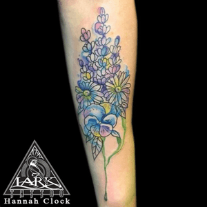 Tattoo by Lark Tattoo artist Hannah Clock.See more of Hannah's work: http://www.larktattoo.com/long-island-team-homepage/hannah-clock/#watercolor #watercolortattoo #colortattoo #flower #flowers #flowertattoo #flowerstattoo #watercolorflower #watercolorflowertattoo #tattoo #tattoos #tat #tats #tatts #tatted #tattedup #tattoist #tattooed #tattoooftheday #inked #inkedup #ink #tattoooftheday #amazingink #bodyart #tattooig #tattoosofinstagram #instatats  #larktattoo #larktattoos #larktattoowestbury #westbury #longisland #NY #NewYork #usa #art  