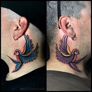 Same, same but different! Thanks Chris, always a blast! To book in email kbeetattoo@gmail.com #katiebeeart #tattoo #tattoos #ink #inked #yeg #yegtattoo #edmonton #edmontontattoo #ladytattooers #fusionink #neotat #stencilstuff #inkess #inkjunkeyz #iloveyourtattoos #inkspiringtattoos #taot #tattedskin #tattooworkers #tattooersubmission #thebesttattooartists #traditionaltattoo #tradtattoo #tradsparrow #sparrowtattoo #colortattoo #necktattoo #tattoodo