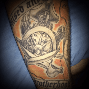 Part of my pirate sleeve. Work in progress still#PirateSleeve #Pirate #Captain #PirateCaptain #Sailor #Nautical #GuysWithInk #GuysWithTattoos #tattooedguys #TattooedGuys
