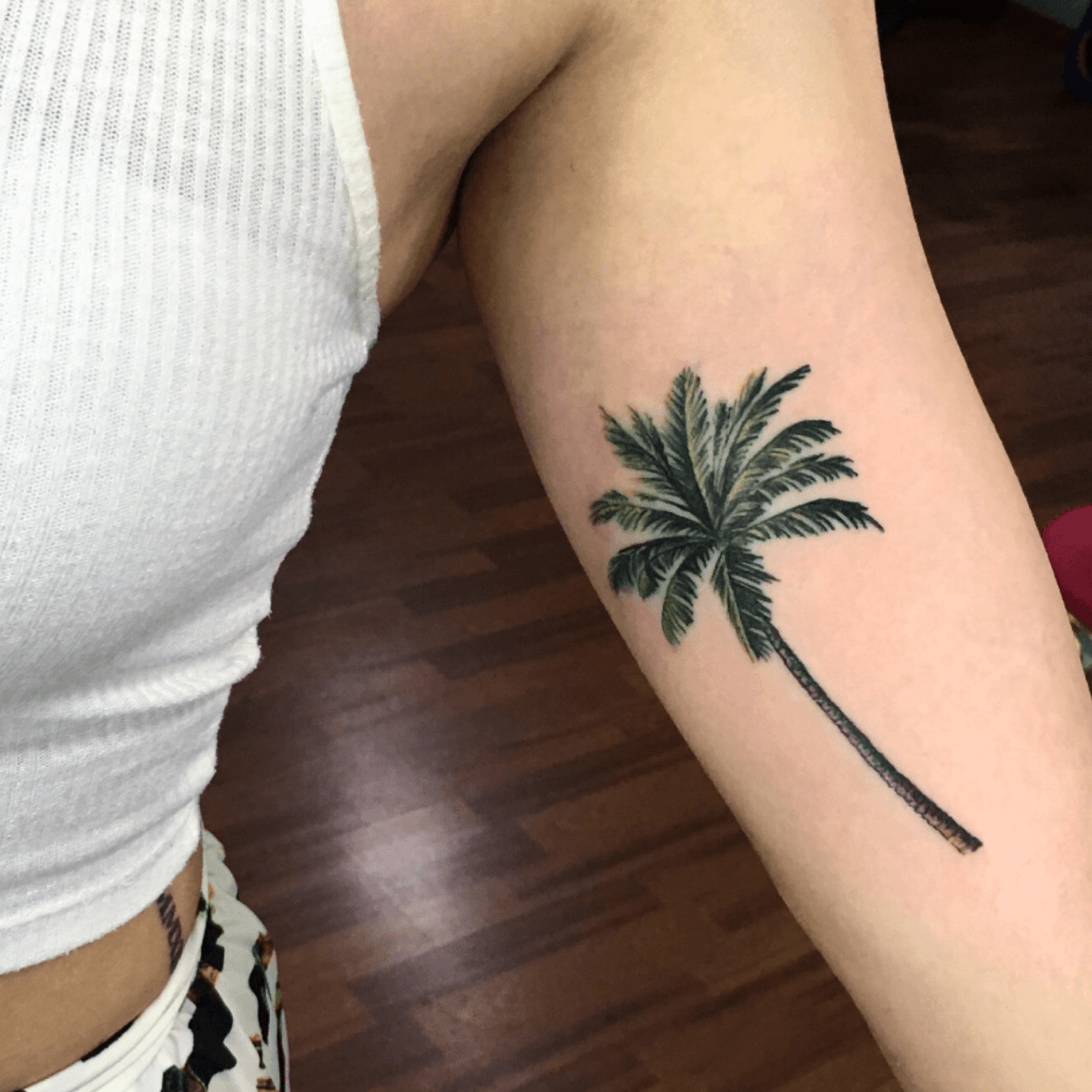 Palm Tree Color Ink Tattoo  Palm tree tattoo ankle Palm tree tattoo Tree  tattoo color