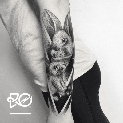 By RO. Robert Pavez • My Eternal Sweetness • Studio Nice Tattoo • Stockholm - Sweden 2017 • #engraving #dotwork #etching #dot #linework #geometric #ro #blackwork #blackworktattoo #blackandgrey #black #tattoo #rabbit #rabbittattoo #fineline 