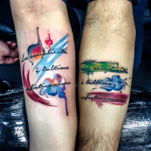 Match tattoos By Turco Tattooist  #trashfreestyle #turcotattoostudio #turcotattoos #turcotattooist #EdsonTurco #edsonmelo #turkishstyle #watercolortattoo 