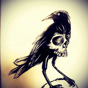 Crow and skull #Black