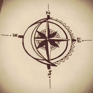 Drawing tonight of sun moon compass idea #sun#moon#compass#ceceinked#tattoo#drawing#blackandwhiteink